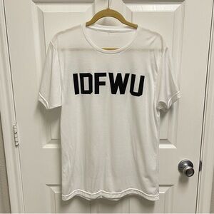 PRIVATE PARTY White tee shirt with IDFWU graphic. Sz Medium